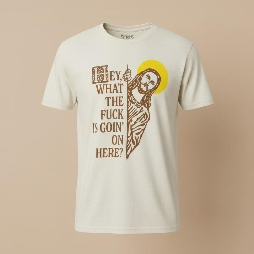 Spencers Jesus WTF Is Goin On Here T-Shirt Mens S Funny Graphic Tee NWT